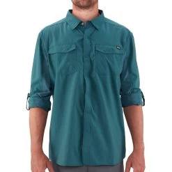 NRS Long Sleeve Guide Shirt - Men's (Spring 2022) -Outdoor Clothing 10012 02 Atlantic Model FrontUp 081220 2000x2000 rsz 77649.1647975369.1280.1280 49260.1660175750