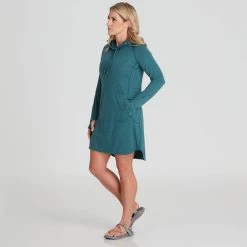 NRS Silkweight Hoodie Dress - Women's -Outdoor Clothing 10112 02 Mediterranea Model Front 090121 rsz 94840.1677129837