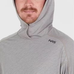 NRS Silkweight Hoodie - Men's -Outdoor Clothing 10139 05 Sharkskin Model Hood 100621 2000x2000 rsz 04180.1647976485