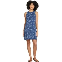 Sherpa Padma Dress - Women's (Spring 2022) -Outdoor Clothing padma dress blue model front full view rsz 36704.1647451314