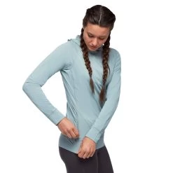 Black Diamond Alpenglow Hoody - Women's -Outdoor Clothing w alpenglow hoody blue ash side model rsz 19326.1676319897